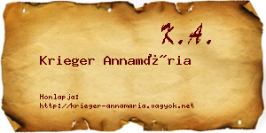 Krieger Annamária névjegykártya